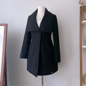 Guess Black Wool Blend Coat